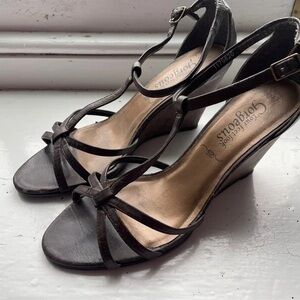 Cordani Black Strappy Wedge Sandals